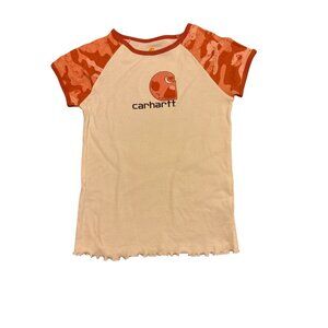 Carhartt Kids White & Orange Camouflage Sleeve Tee Shirt S